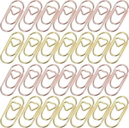 400 Pcs Heart Shaped Paper Clips, Mini Decorative Metal Clips for Office, School, Scrapbooking, Bookmark, Assorted Colors, Rose Gold and Gold, 0.78 Inch