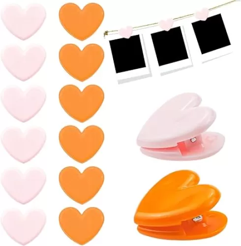 40PCS Heart Shaped Binder Clips, Paper and Bag Clips, Office Folder Small Binder Clip, Mini Decorative Paper Clips, Wedding Binder Cartoon Bookmark Clip for Coffee Office Photo Picture Pages Holder