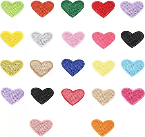 44 Pcs Heart Shaped Patches Colorful Heart Iron On Patch Embroidered Iron On Patch Sew/Iron On Applique Cute Mini Iron-on sew-on Patches for Clothes Backpacks Shoes DIY Repair Decoration