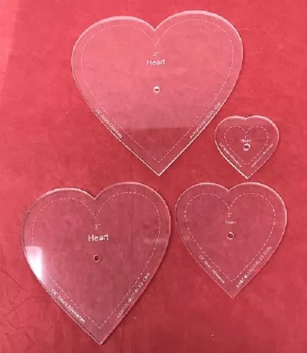 4pc. Set of Acrylic Heart Quilting Templates 1", 2", 3", 4"