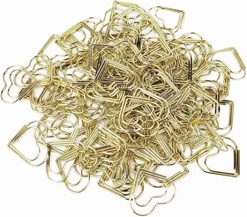 50 Pcs Cute Paper Clips Suitable for Children Ladies Wedding Decoration Document Notes Organization Office Supplies Heart Paper Clips (Gold)