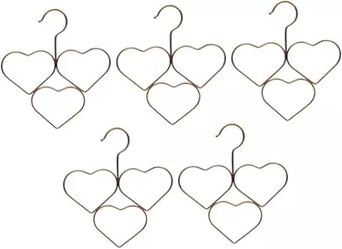5Pcs Heart Shaped Multi Use Closet Organizer Hangers for Scarves Ties and Accessories Space Saving Non Slip Design for Tidy Wardrobe