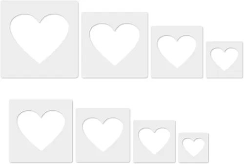 8-Piece Heart Stencil Set - Large to Small Sizes, Ideal for Spray Painting & Fabric Wall Art