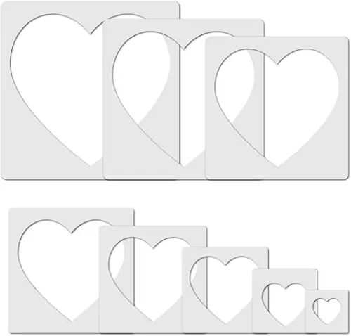 8 Pieces Different Size Heart Stencils Template Stencil, Large Heart Stencil for Spray Painting, Painting Template for Fabric Walls Arts Paper