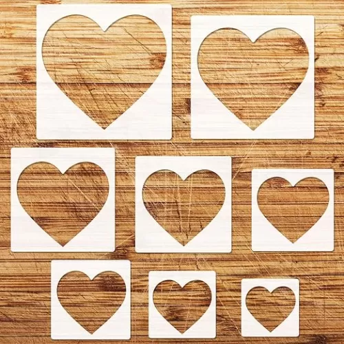 8PCS Large Heart Stencil, Large to Small Different Sizes Heart Templates for Painting, Reusable Heart Template for Drafting for Office and School Art Craft Templates