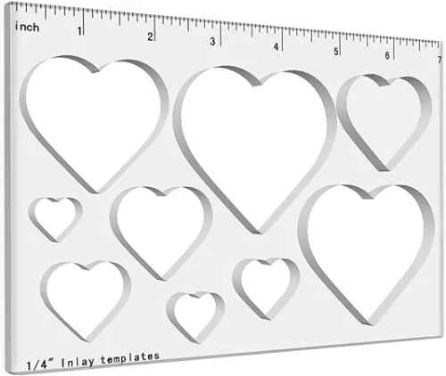 9 in 1 Heart Inlay Template, Router Template for Woodworking, Decorative Wood Router Jig Stencils Inlay Kit for Precise Cuts, Heart Inlay Template Decorative (1 Pc)