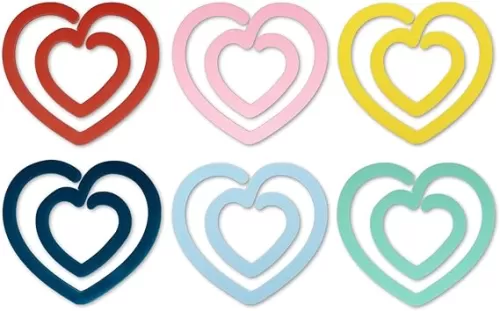 Acrylic Heart Paper Clips, 6 Pack Colorful Jumbo Fancy Paper Clips for Books & Documents, 3.9x3.6 Inch Cute Decorative Stationery for Office, School and Crafting