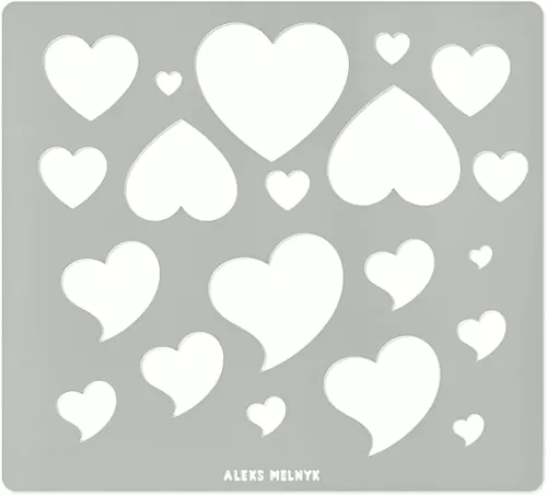 Aleks Melnyk No.203 Metal Stencil for Jewelry, Shape Earring Heart Cutouts Stencil, Lapidary Template for Cabochons, Jewelry Making Templates, Bracelets, Earrings DIY, Heart Pattern