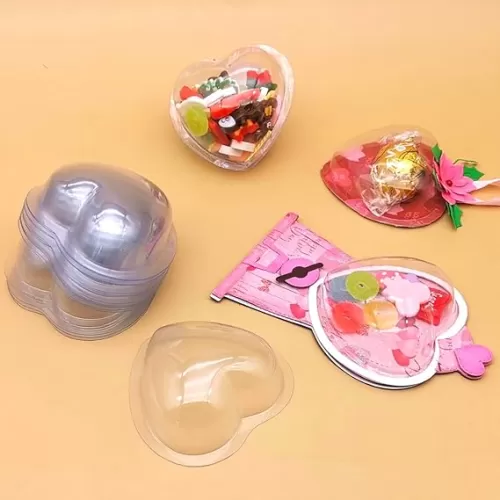 Alinacutle 20PC Sweet Heart Clamshell Blister Packing Clear Plastic Candy Dome Candy Holder Money Card Handmade Shaker Cards Transparent Plastic Covers for DIY Candy Gift Box