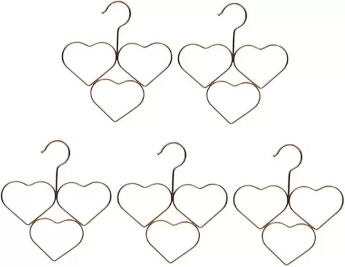 Alipis 5Pcs Multi Functional Scarf Hangers for Wardrobe Heart Shaped Design for Scarves Belts Ties Towels Space Saving with Non Slip Texture