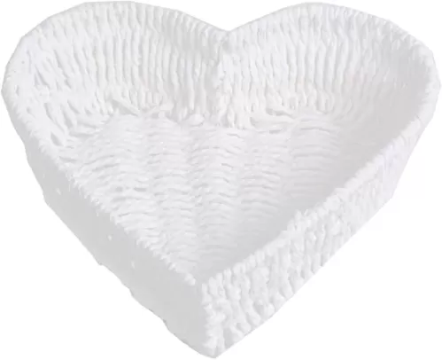 BinaryABC Heart Shaped Rattan Basket, Fruit Vegetables Bread Rattan Basket(White)