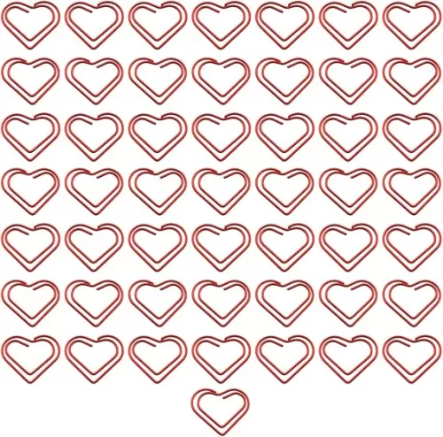 Bookmarks LUORNG 50pcs Heart Shaped Paper Clips Fasteners Clip Bookmark Clips Red Metal Embellishments Cardmaking