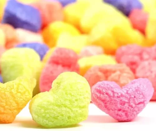 Bubblefast! Brand FunPak MiniPack Plant Based Biodegradable Packing Peanuts, 0.60 cu ft Bag, Compostable (Rainbow Hearts)