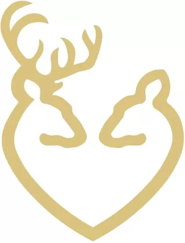 Buck and Doe Heart Cutout Unfinished MDF Wood Cutout Door Hanger Country MDF Shaped Canvas Style 1