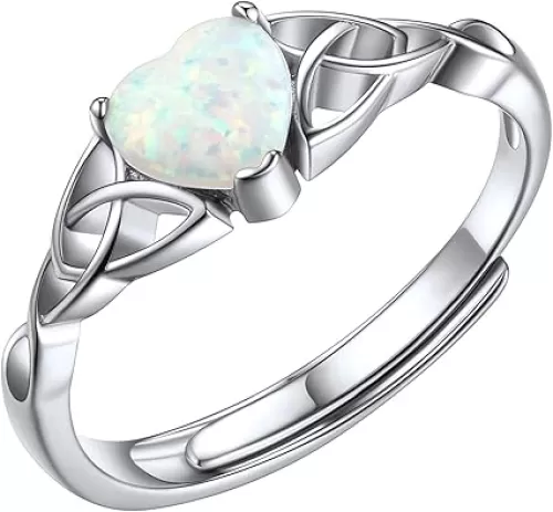 ChicSilver 925 Sterling Silver Celtic Knot/Claddagh Heart Shape Birthstone Promise Ring for Women (withe Gift Box)