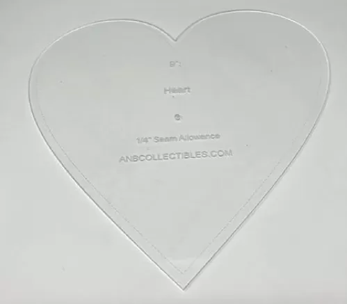 Choice of Size Acrylic Heart Quilt Template (10")