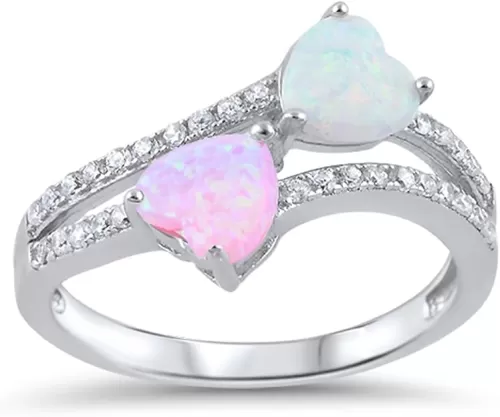 CHOOSE YOUR COLOR Sterling Silver Heart Promise Ring
