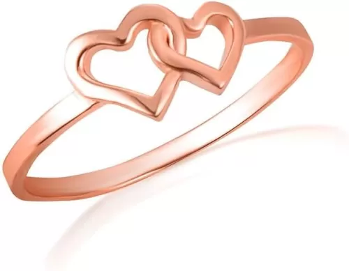 Claddagh Gold Women's 10K or 14K Double Heart Ring Available in Yellow Rose and White Gold with multiple ring sizes