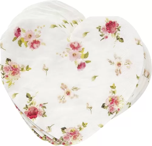 C.R. Gibson Floral Heart Die-Cut Heart Lunch Napkins, 20 Count (TW7-25403)