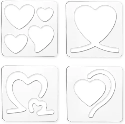 CRASPIRE 4PCS Acrylic Quilting Templates Heart Love Sewing Tools Kit Quilting Rulers DIY Sewing Tools Leather Cutting Stencils for Quilting Handwork