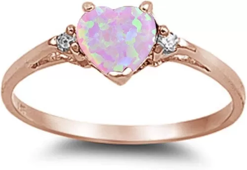 Cubic Zirconia Heart Promise Ring Sterling Silver (Color Options, Size 3-15)