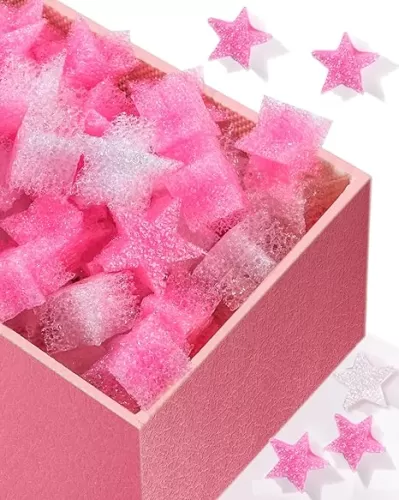 EORTA 500 Pcs Star Packaging Box Filler Shreds Craft Bedding Cushion Mini Star Foam Beads Gift Pearl Wool Basket Filler for Crafts DIY Packing Decoration Party Wedding Supply, 0.70inch/1.8cm
