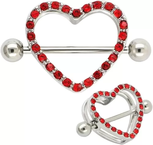 Excepro 14G Nipple Barbell 316L Surgical Stainless Steel Heart Shape Body Nipple Piercing