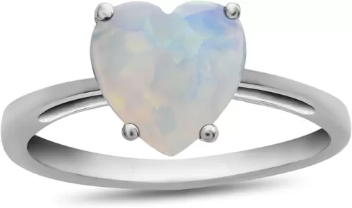 FJC Finejewelers Solid 10k White Gold 7mm Solitaire Heart Shaped Center Stone Ring