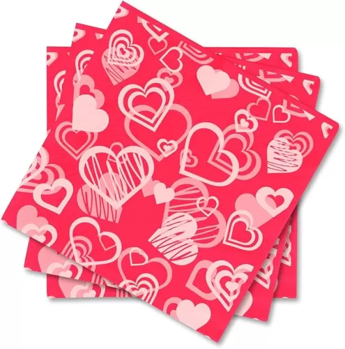Gatherfun Valentine’s Party Disposable Napkins Heart Love Paper Napkins for Valentine's, Weddings, Engagements, Anniversaries, Bridal Showers, Birthday Party Supplies 3-Ply 50 Pack