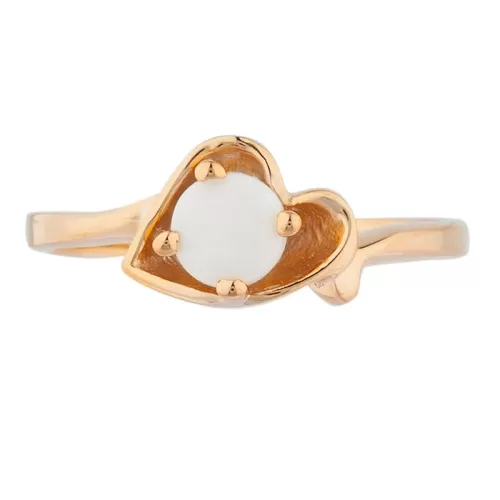 Genuine Opal Round Heart Shape Ring 14Kt Rose Gold Plated Over .925 Sterling Silver