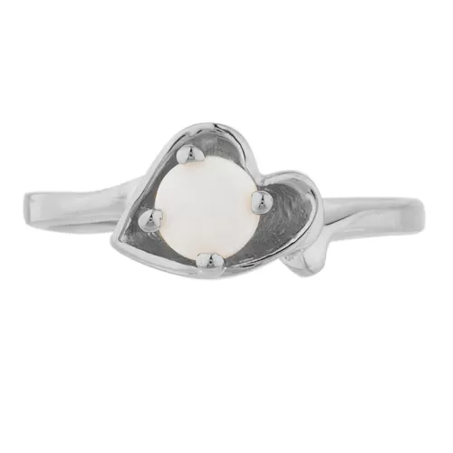 Genuine Opal Round Heart Shape Ring .925 Sterling Silver