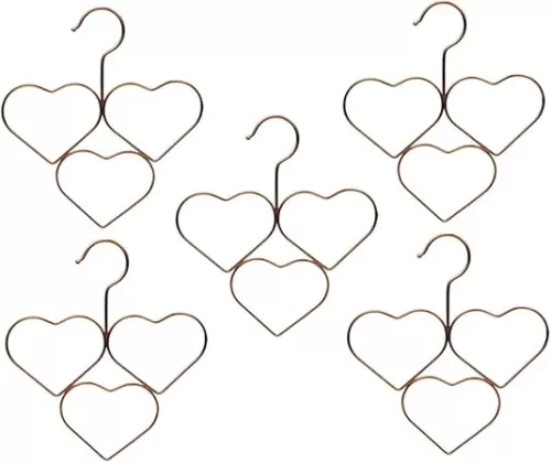 GLEAVI 5Pcs Heart Shaped Scarf Hangers Space Saving Multi Closet Organizers for Scarves Ties and Belts Decorative and Non Slip Design