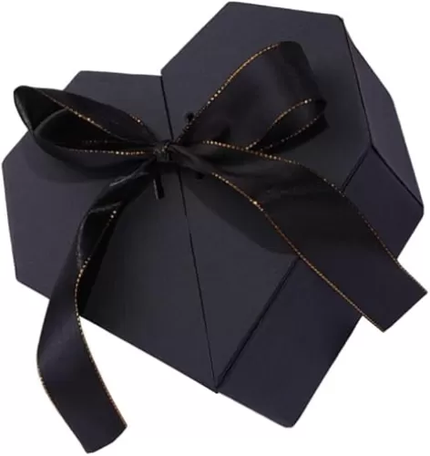 GLEAVI Heart Shaped Boxes with Ribbon Cardboard Black - Valentines Day Hearts Treat Box Floral Bouquet Packing Box for Luxury and Arrangements Mothers Day Wedding Birthday
