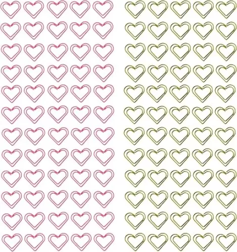 Heart Paper Clips 120pcs Decorative, Love Heart Shaped Clip for Documents, Notes, Wedding Decorations, Crafts (Pink, Gold)