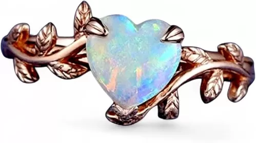 Heart-Shaped Fire Opal Engagement Ring in 18K Solid Gold | October Birthstone Jewelry, Unique Promise Ring for Her, Bridal Gift for Love & Proposals