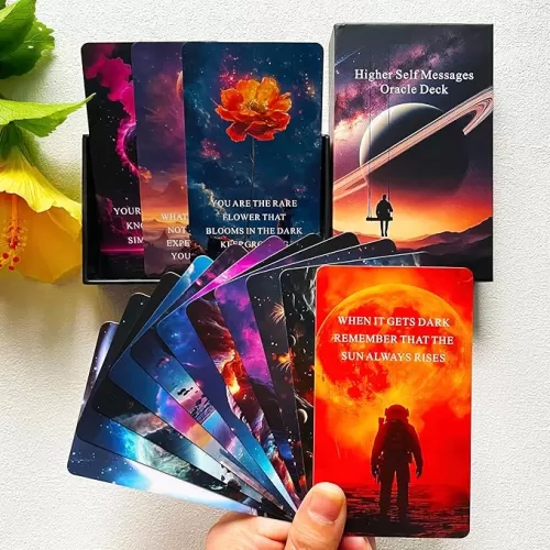 Higher Self Messages Oracle Cards Deck, Cosmic Oracle Cards, Spirit Oracle Deck Help You Dispelling Doubts and Empowering Yourself in Love, Life, and Career
