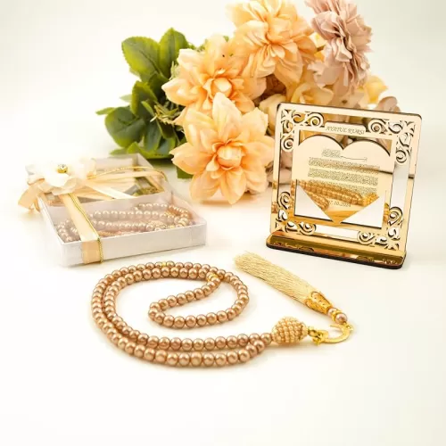 IEF, Pack of 5 or more in Bulk Ayatul Kursi Favors Engraved on Heart Shaped Gold Acrylic Mirror Backed with Clear Plexiglass Islamic Gifts Muslim Wedding Gifts Muslim Gifts Henna(Heart&Tasbeeh)