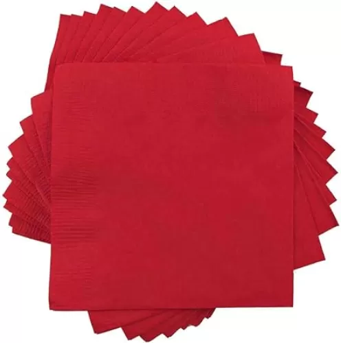 JAM PAPER Medium Lunch Napkins - 6 1/2 x 6 1/2 - Red - 50/Pack