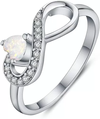 JO WISDOM Promise Ring for Women Sterling Silver Infinity Heart Promise Rings for Her Birthstone Cubic Zirconia Friendship Ring Size 5-12