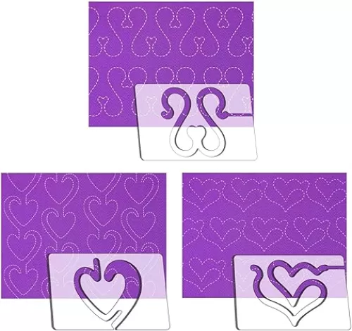 Kapyoo 3Pcs Heart Patterns Design Free Motion Quilting Templates Quilting Rulers and Templates Quilting Templates for Machine Quilting with Non-Slip Grips (Connected Heart A)