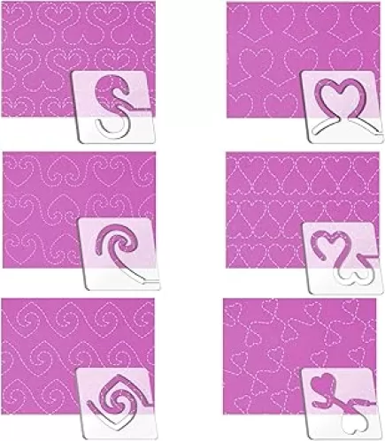Kapyoo Free Motion Quilting Templates Set Quilting Rulers and Templates Quilting Templates for Machine Quilting Quilting Supplies Quilting Design with 32Pcs Non-Slip Grips (Heart Shaped A&B V2)