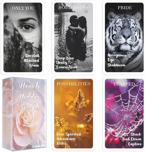 Knana Hearts Hidden Secrets Oracle Cards, Twin Flame Love Oracle Cards, Oracle Deck for Beginner, Help Their Unlock The True Face of Your Heart