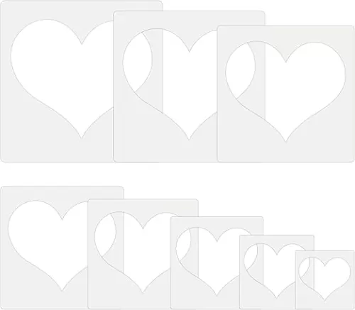Large Heart Stencil 8 Pcs Valentine’s Day Heart Stencils Reusable Plastic Stencils for Painting on Wood, Wall, Fabric, Paper, Greeting Card, Home Decor, DIY Crafts