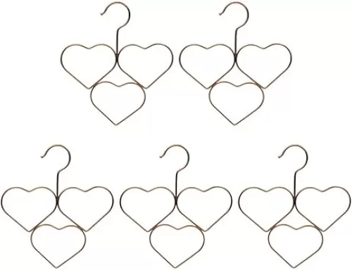 LIFKOME Scarf Hanger Set 5pcs Heart Design Hangers Scarf Holder for Closet Easy to Use Tidy Home Organizati