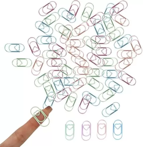 Macaron Colored Paper Clips, Love Heart Paperclips Bookmarks Planner Clips, Small Mini Crochet Markers for Office School Home Desk Organizers, 80 Pack