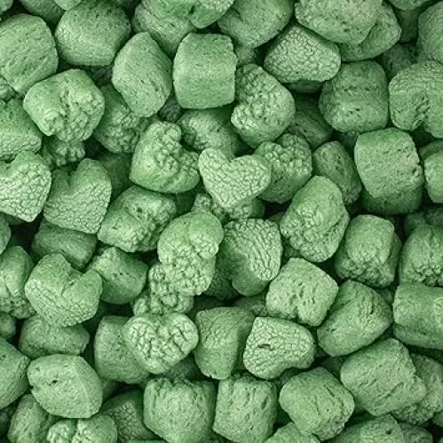 Magicwater Supply - 1 Cu Ft - Green Heart Shaped Recycled Anti Static Packing Peanuts - Compostable & Biodegradable Cushion for Shipping - Dust-Free & Abrasion Resistant - Void Filler