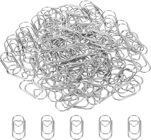 MECCANIXITY Paper Clip Heart-Shaped Cute Decorative Fun Clips Bookmarks 0.8 Inch Silver Tone for Organize Office Home, Pack of 100