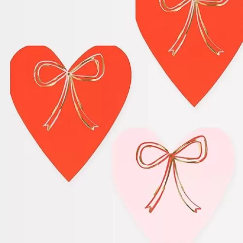 Meri Meri Valentine's Day Heart Napkins (Pack of 16), Disposable Paper Valentine's Day Napkins