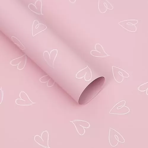 MLSG 20 Sheet Solid Color Heart Wrapping Paper - Waterproof Floral Bouquet Wrapping Paper, Florist Supplies Packaging Paper for Wedding Birthday Gift Wrap Paper (Pink White)