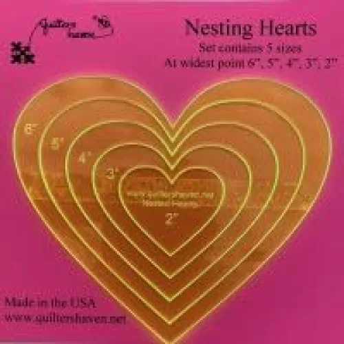 Nested Heart Templates for Quilting and Crafts